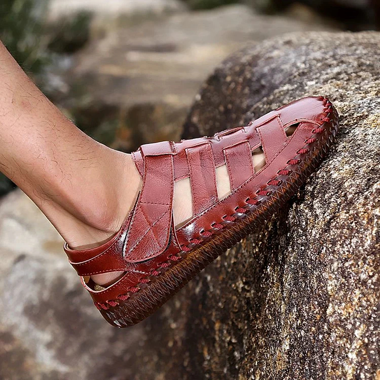 Men's Outdoor Daily Summer Hand-sewn Soft Leather Casual Sandals