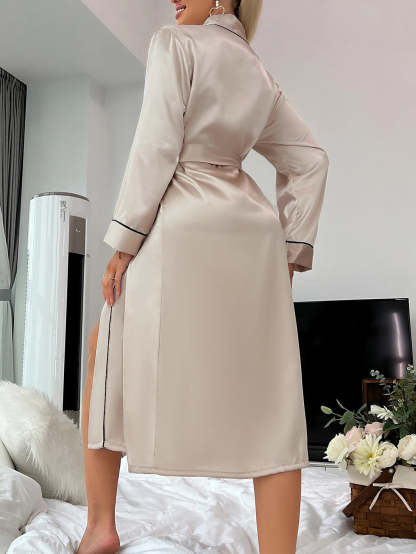 Classic Silky Night Robe with Belt