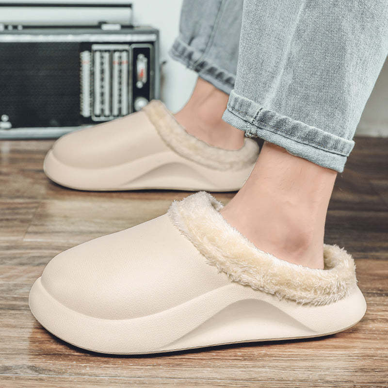 Waterproof Men Slippers Anti-slip Plush Home Footwear