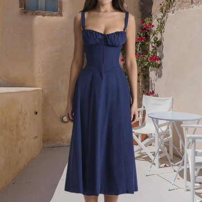 Flared Skirt Midi Dress
