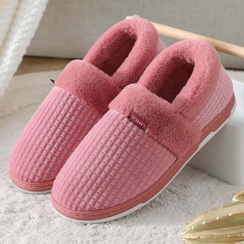 Men Colorful Home Fur Slippers Winter Shoes