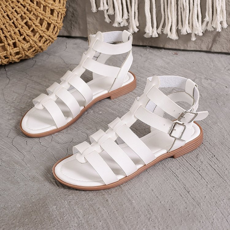 Summer Hollow Woven Thick Heel Non-Slip Sand Roman Shoes