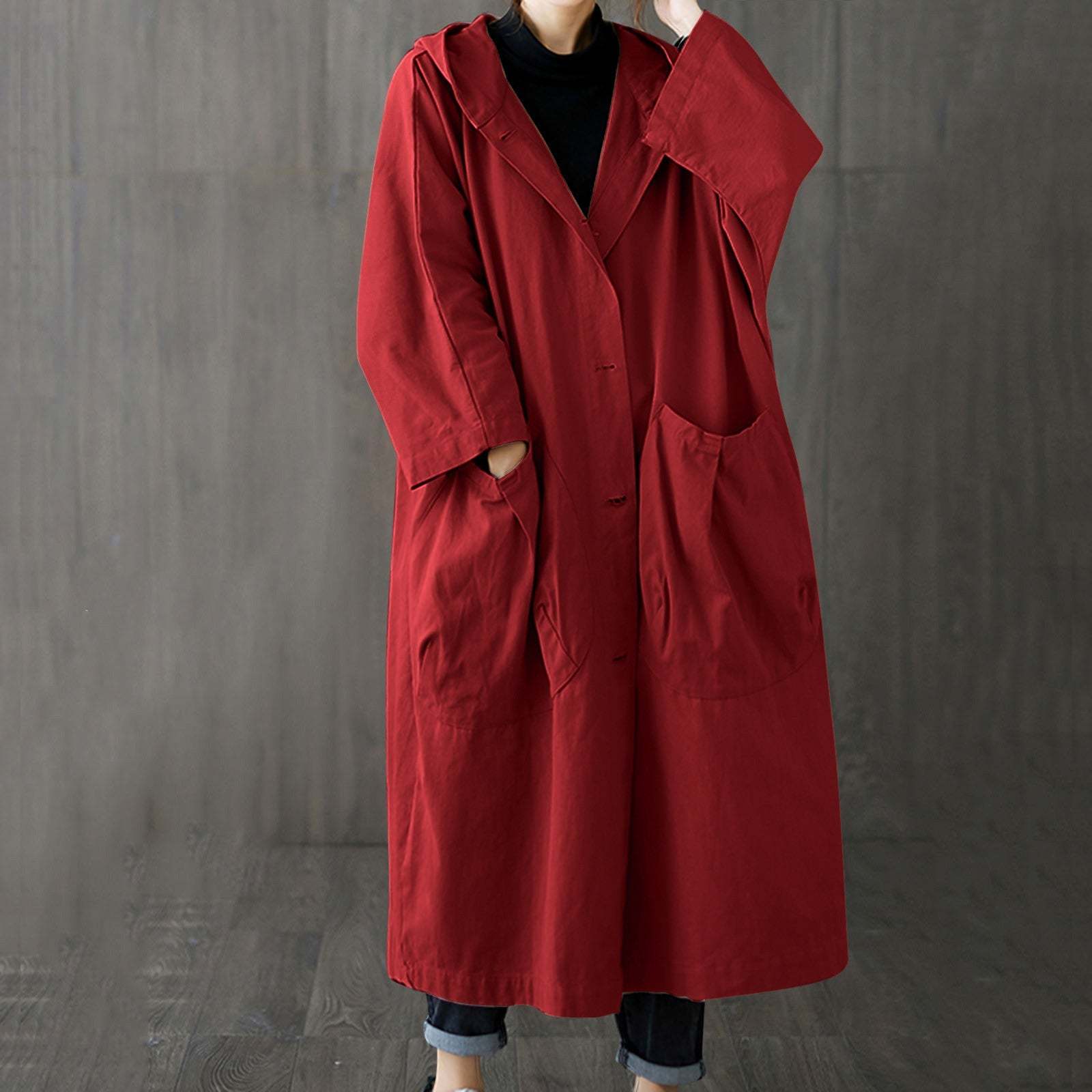 Windproof OverSized Trench Coat With Pockets