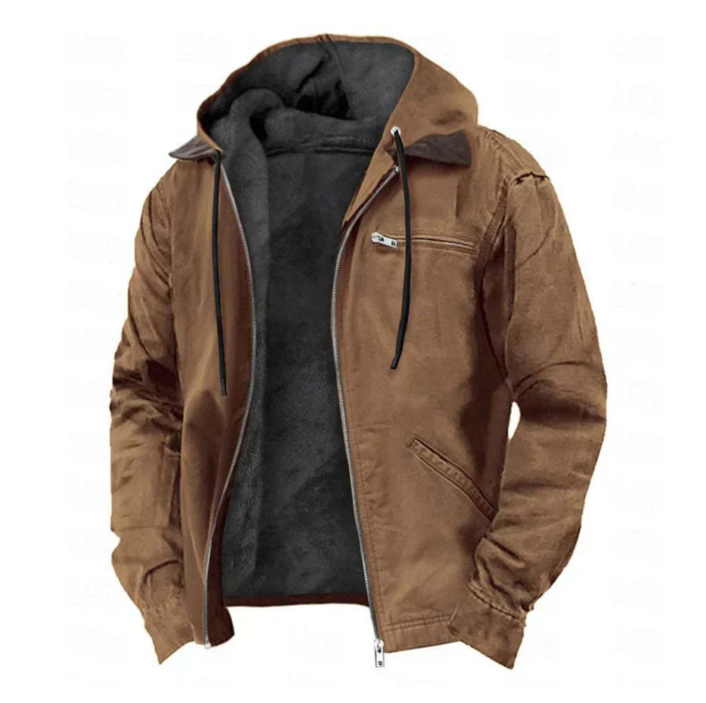 Men's Stylish Fleece-Lined Hooded Jacket