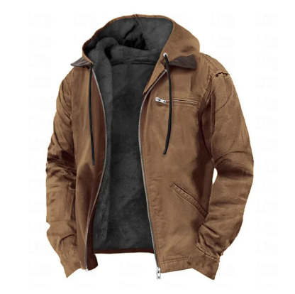 Men's Stylish Fleece-Lined Hooded Jacket