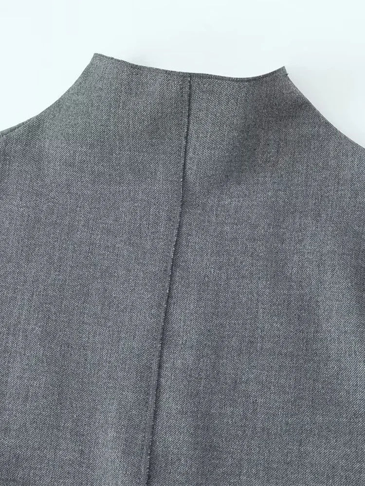 Elegant Charcoal Sleeve Sheath Dress