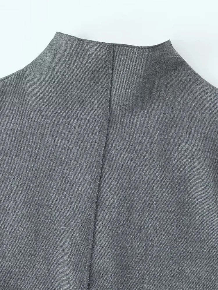 Elegant Charcoal Sleeve Sheath Dress