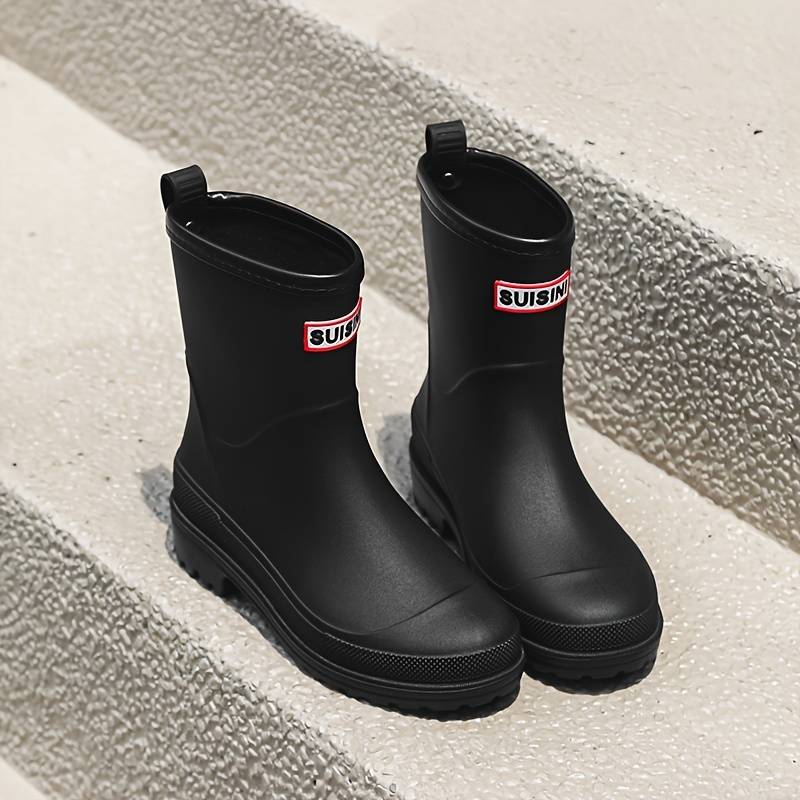 Women's Simple Waterproof Non-slip Medium Top Rain Boots