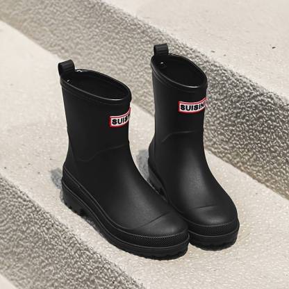Women's Simple Waterproof Non-slip Medium Top Rain Boots