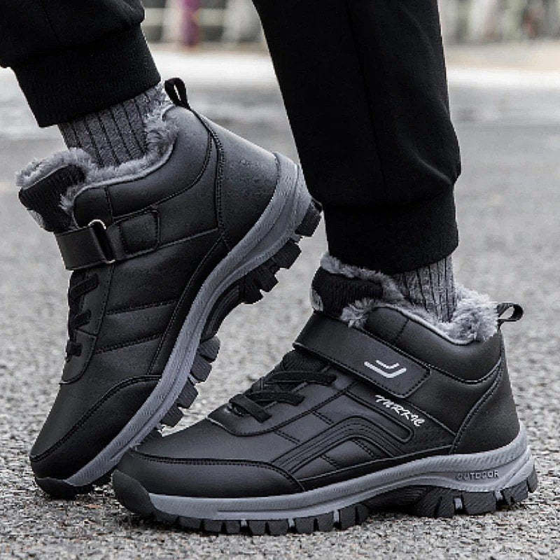Men Velcro Fur Ankle Boots Waterproof Orthopedic Shoes
