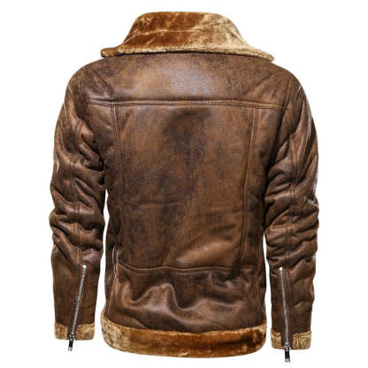 Leather Biker Jacket With Fleece Lining
