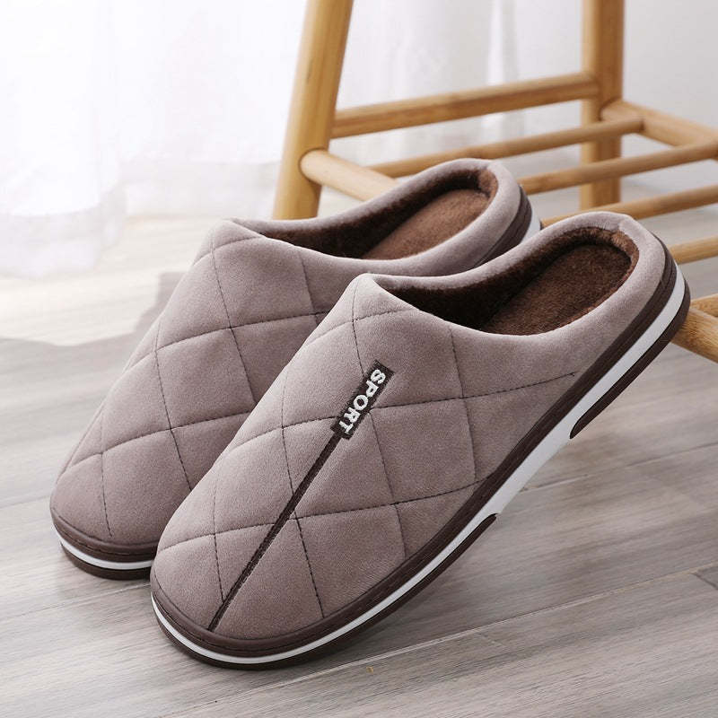Short Plush Men Winter Slippers Big Size Family Shoes