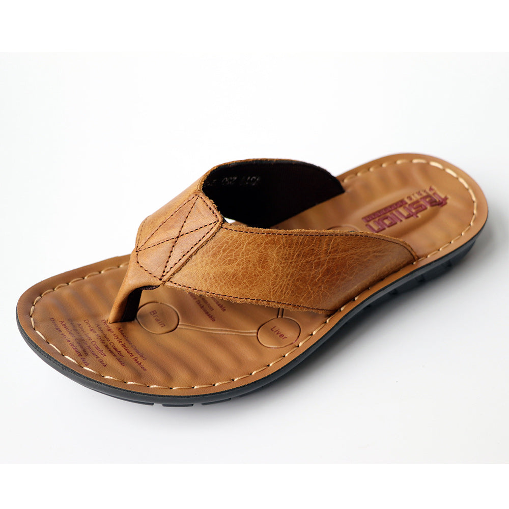 Summer New Men's Casual Leather Sandals Beach Shoes Flip Flops