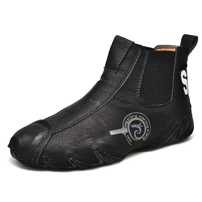 Men's Leather Breathable Hand Seams Soft Octopussy Sole Slip On Trendy