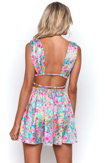 Floral Back Mini Dress