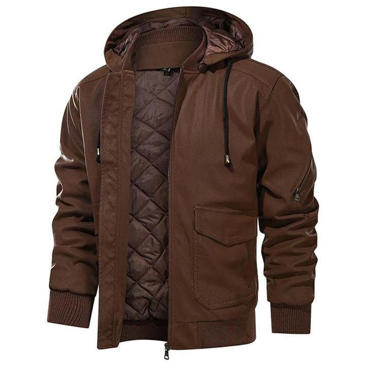 Leather Jacket With Hood