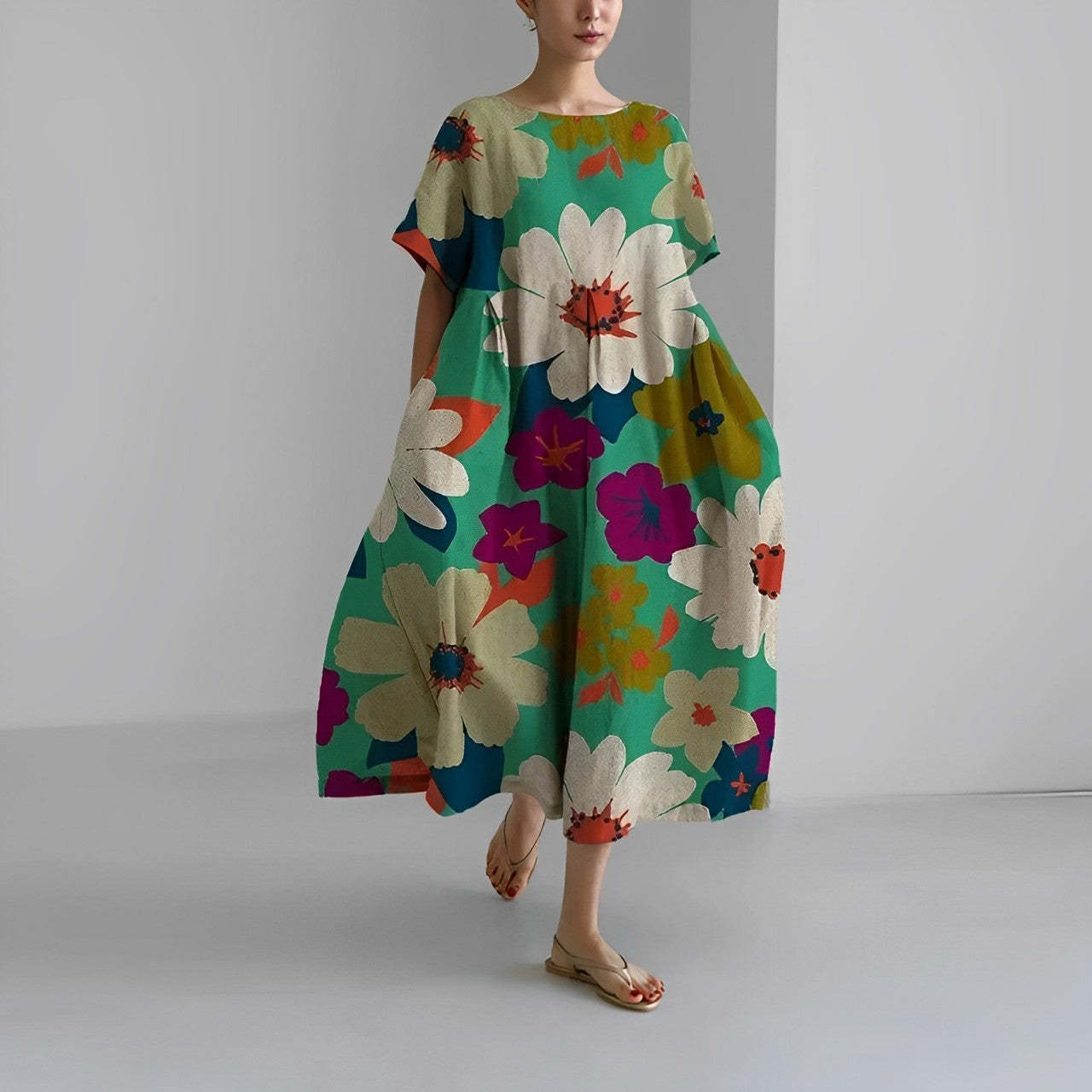 Floral Pattern Midi Dress