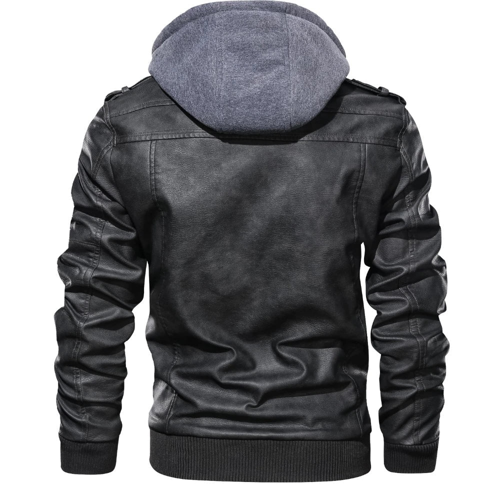 Leather Jacket With Hoodie