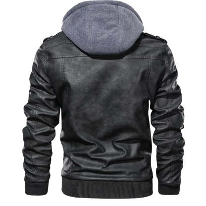 Leather Jacket With Hoodie