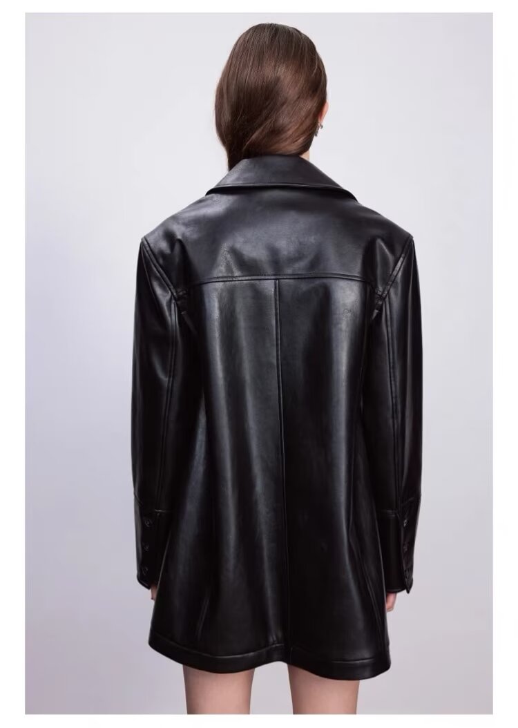 Vegan Leather Trench Coat