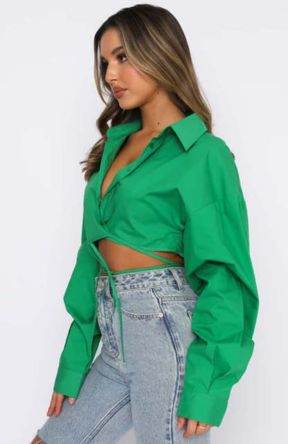 Tie-Front Cropped Shirt