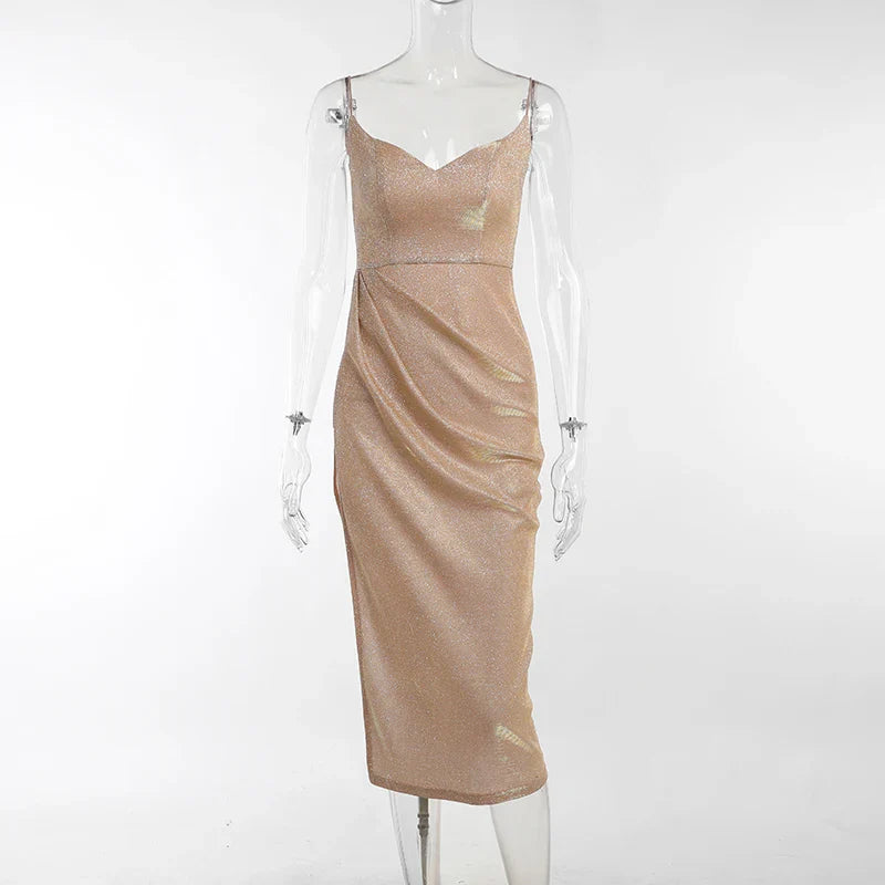 Elegant V-Neck Sequin Dress