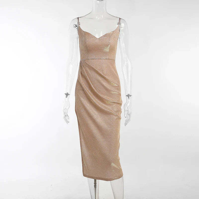 Elegant V-Neck Sequin Dress
