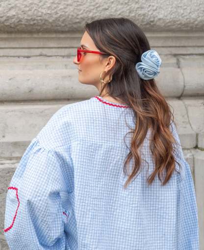 Plaid Heart Lace-Up Shirt