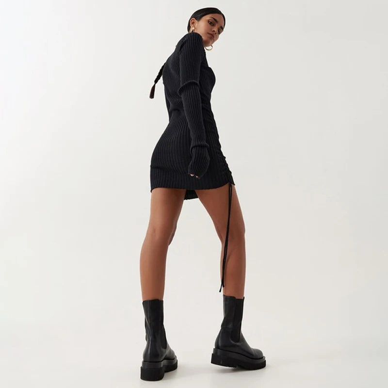 Ribbed Turtleneck Dress