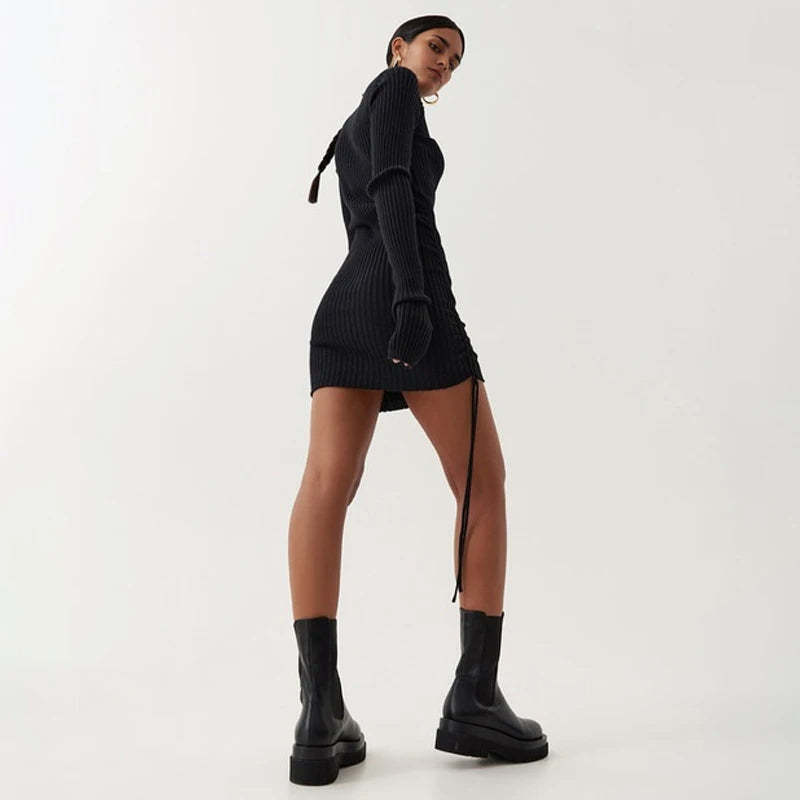 Ribbed Turtleneck Dress