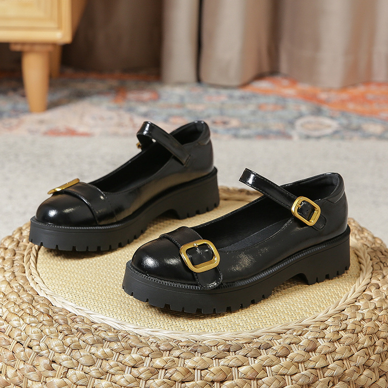 Retro Mary Jane Shoes Buckle Strap Platform Loafer School Shoes