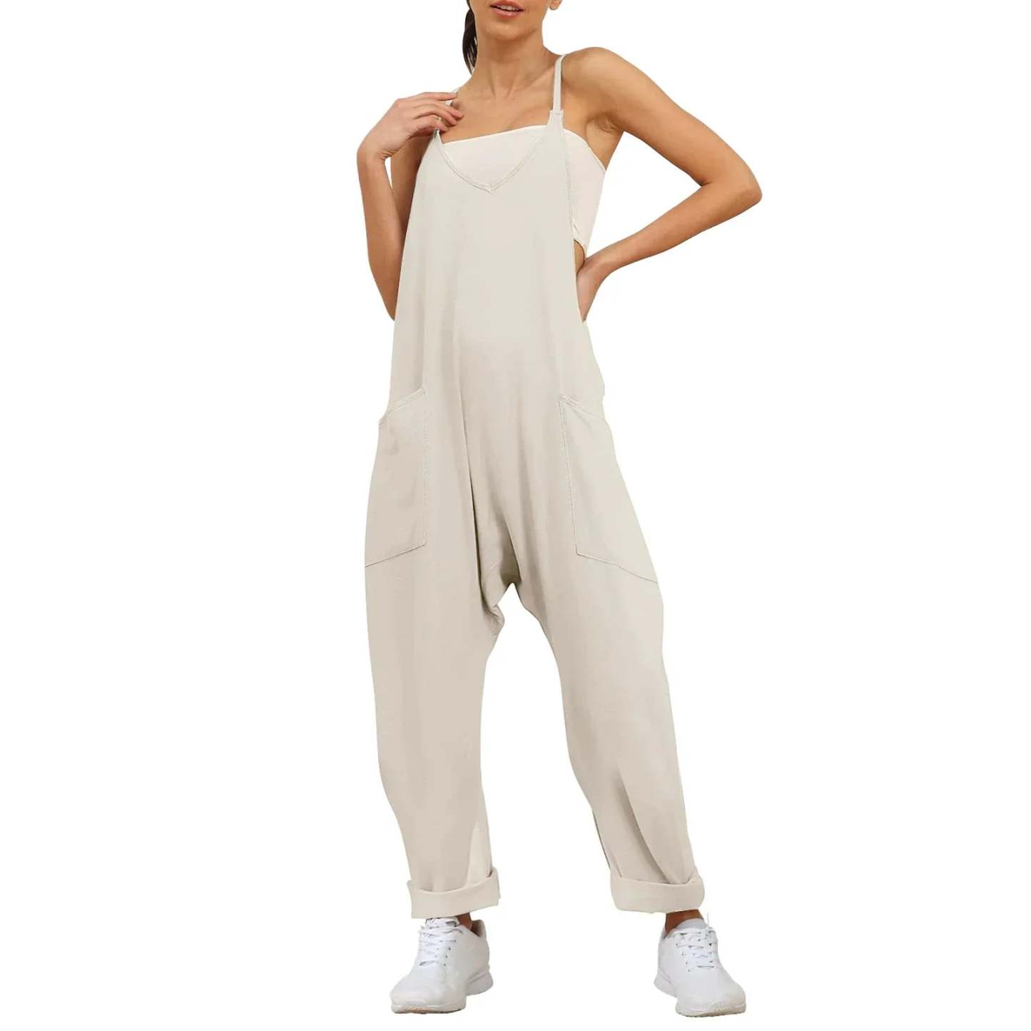Jumpsuit with wide legs and pockets