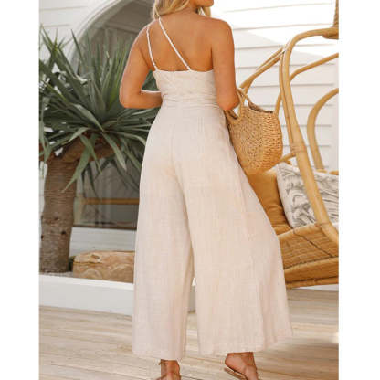 Linen Sling Jumpsuit with Wide Legs