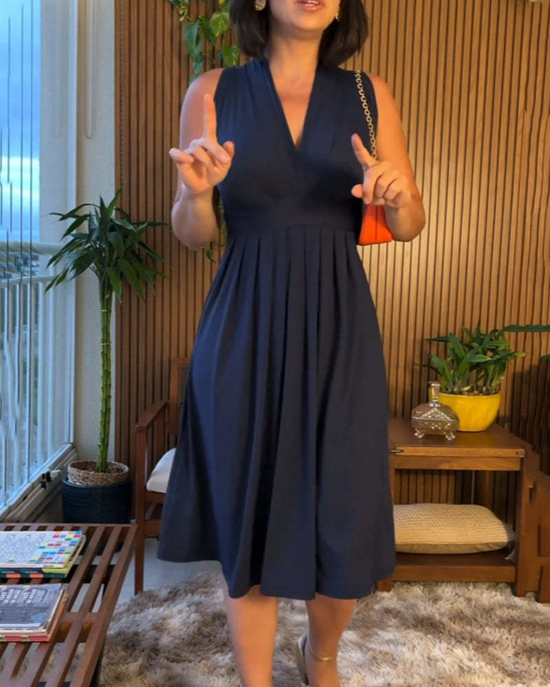 V-neck Sleeveless Dress
