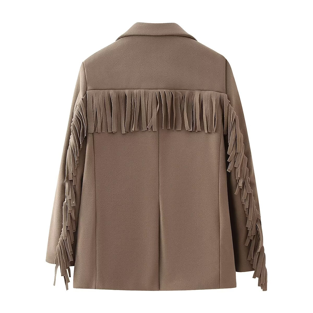 Fringe Accent Wool Blend Blazer