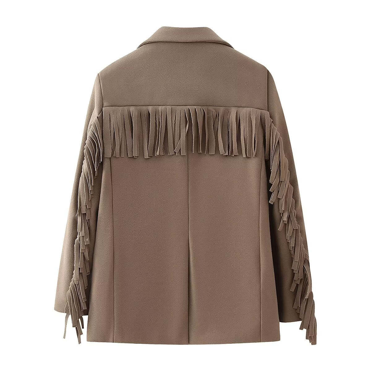 Fringe Accent Wool Blend Blazer