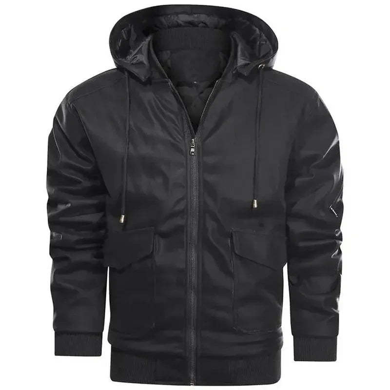 Leather Jacket With Hood