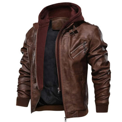 Leather Jacket With Hoodie