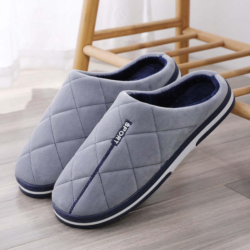 Short Plush Men Winter Slippers Big Size Family Shoes