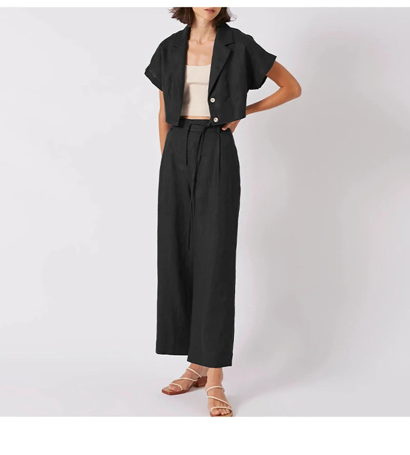 Linen Wide-Leg Trousers