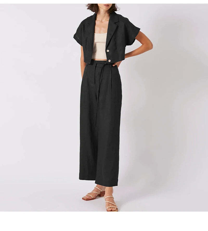 Linen Wide-Leg Trousers