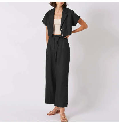 Linen Wide-Leg Trousers