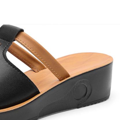 Orthopedic Open Toe Wedge Leather Sandals for Women - Casual Platform Shoes