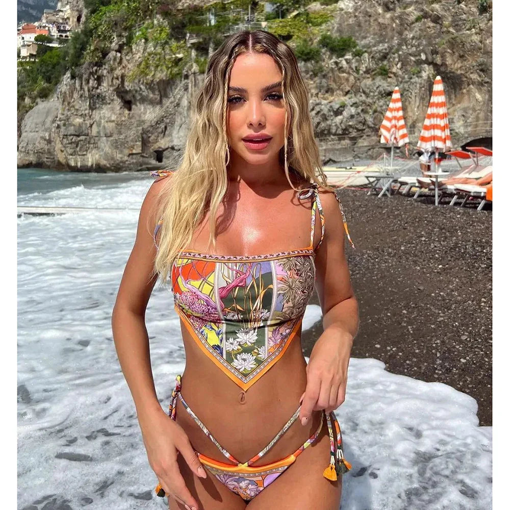  Printed Halter 2-Piece Bikini Set