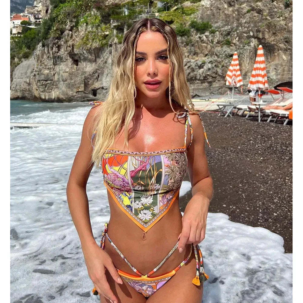 Printed Halter 2-Piece Bikini Set
