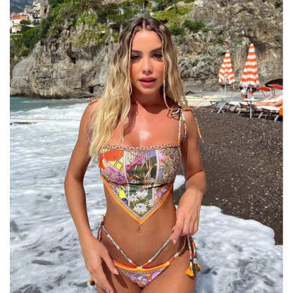  Printed Halter 2-Piece Bikini Set