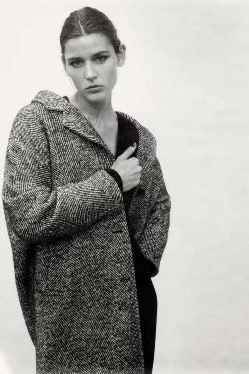 Women's Herringne Pattern Overcoat