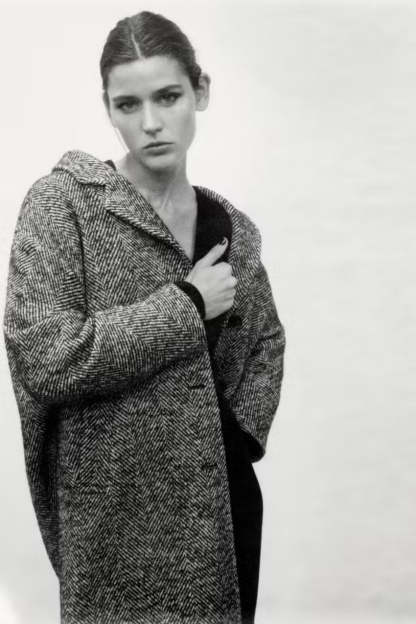 Women's Herringne Pattern Overcoat