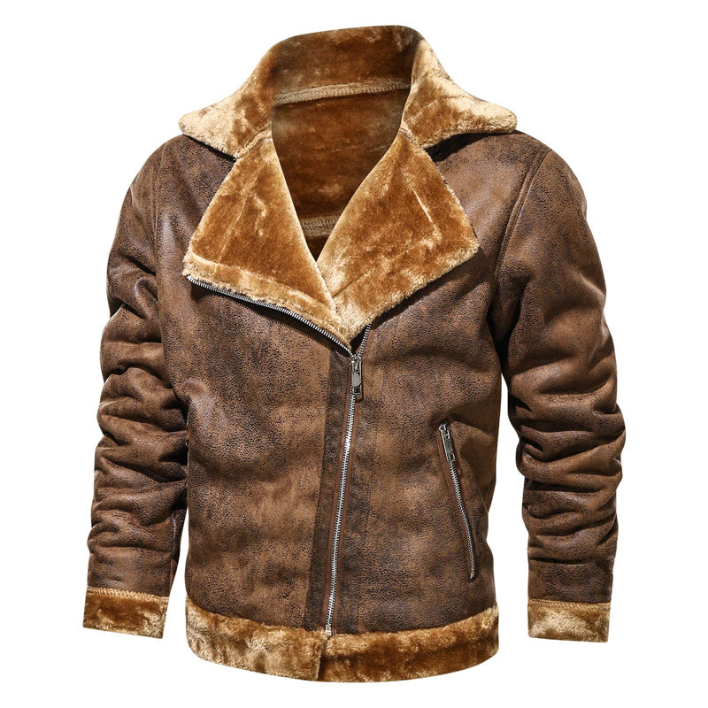 Leather Biker Jacket With Fleece Lining