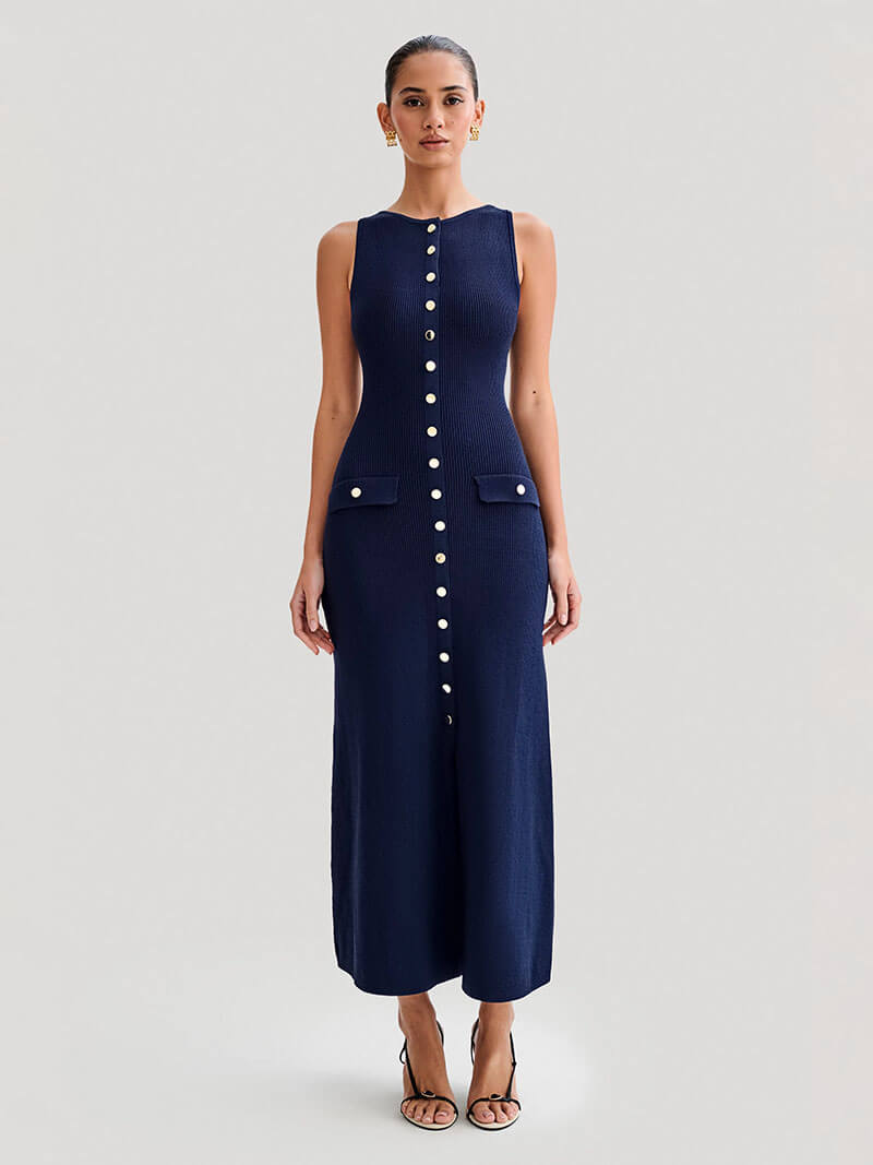 Buttoned Sleeveless Maxi Dress